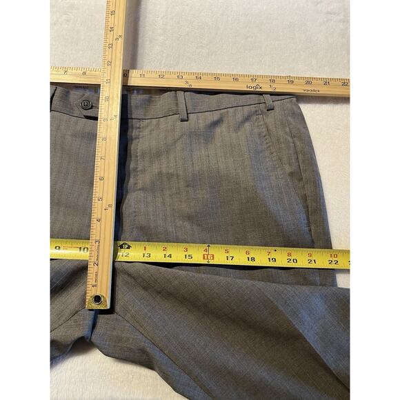 Armani Collezioni G-Line 42R 38x28 Slim Italian Cut Gray Blue Tan Stripe Suit - Picture 15 of 16